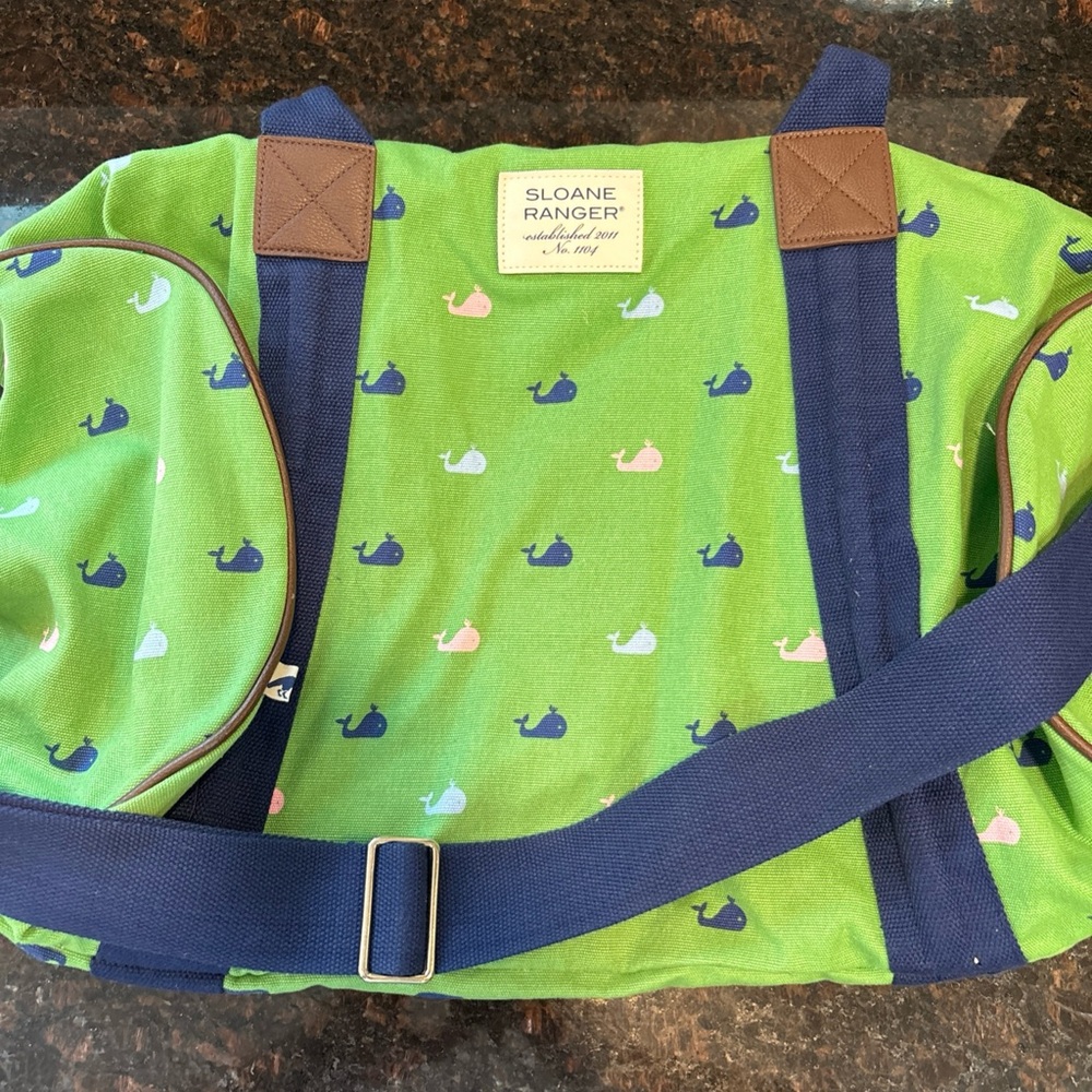 Sloane Ranger Canvas with Whales Green Travel Duffel Bag